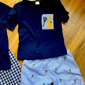 Boys 3T Easter Short Set with sear sucker print on shorts and front pocket